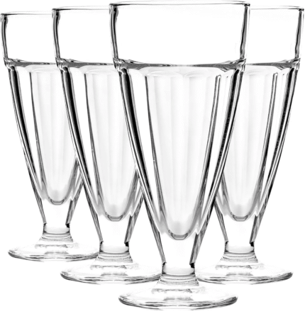 6 x 350ml Milkshake Glasses Dessert Sundae Ice Cream American Soda Tumblers