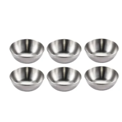6 Pcs small stainless steel sauce dishes/dipping bowls Silver, Gold.
