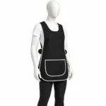 Black Tabard Apron with white piping and large pocket