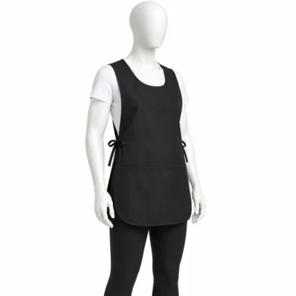 black sleeveless apron