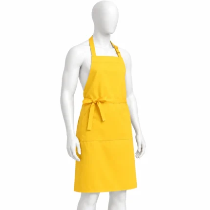 Adjustable Bib Unisex Aprons with two pockets yellow
