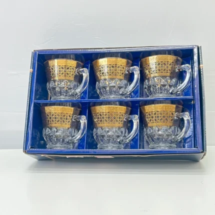 Style Glass Gold Cup Set of 6