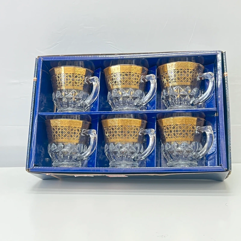18 Style Glass Gold Cup Set of 6