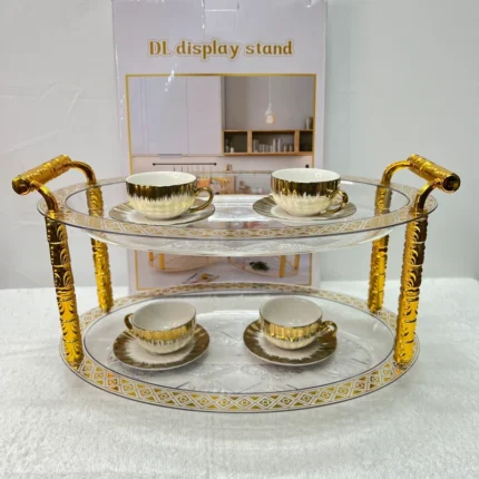Luxury 2-Tier Oval Floral Serving