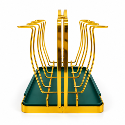 Luxury Gold Kitchen Glass Drying Rack – Elegant 1-Piece Dish Organizer