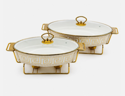 Oval Ceramic Chafing Dish Set