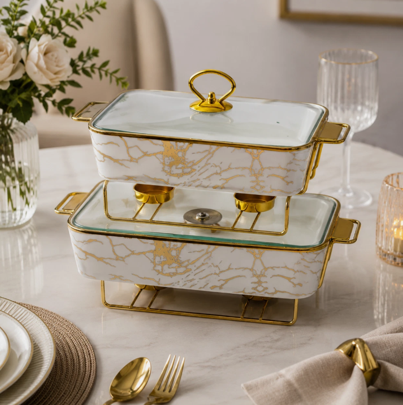 a Ceramic Chafing Dish Set