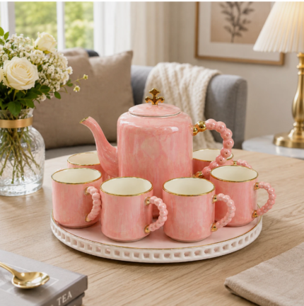 Pink Ceramic Tea Set