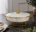 Oval Ceramic Chafing Dish Set