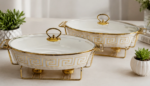 Oval Ceramic Chafing Dish Set
