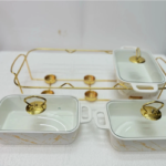 Set of 3 Ceramic Bowls with Stand