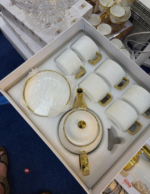 White Ribbed Ceramic Tea Set