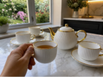 White Ribbed Ceramic Tea Set