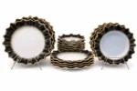 Black gold dinnerware set with elegant gold rim detailing