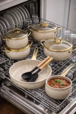 9 piece cookware set with tempered glass lids and non stick coating