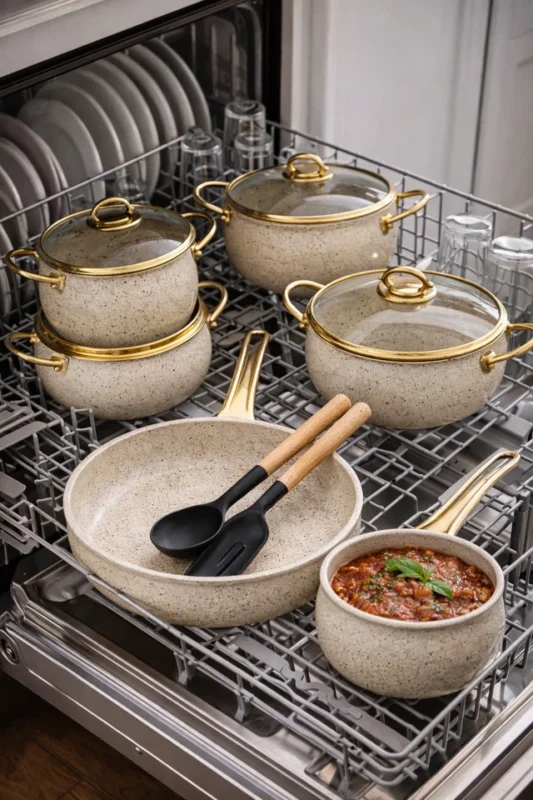 9 piece cookware set with tempered glass lids and non stick coating