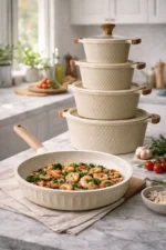 10 piece cookware set with granite non stick coating and glass lids
