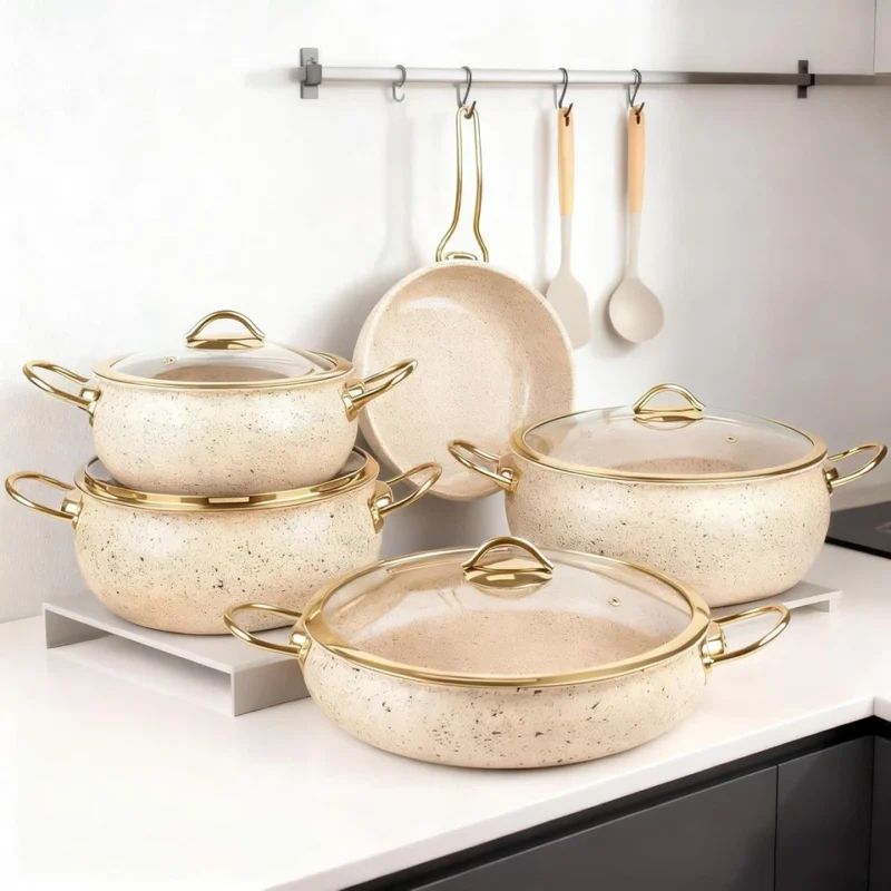 12 piece pots and pans set with nonstick coating and stay cool handles