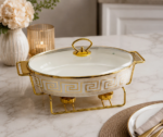 Oval Ceramic Chafing Dish Set