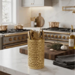 Gold Stainless Steel Utensil Holder