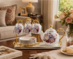 15Pc Floral Porcelain Tea Set