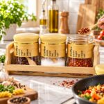 Set of 3 Spice Jars with Wooden Rack