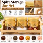 Set of 3 Spice Jars with Wooden Rack