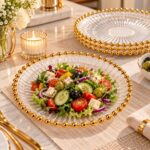 Gold Beaded Clear Acrylic Plates
