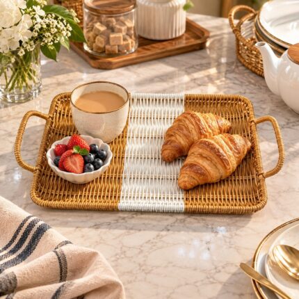 Woven Rattan Serving Trays