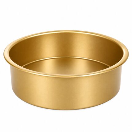 Gold Round Cake Tin – Luxury Premium Deep Round Metal Baking Pan, Elegant Golden Cake Mould with Smooth Coated Interior, Straight Deep Sides, Reinforced Rolled Rim for Birthday Cakes, Sponge Cakes, Cheesecakes, Chocolate Cakes, Fruit Cakes, Layered Cakes