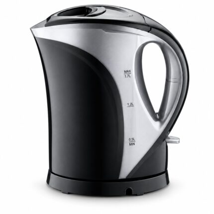 Electric Kettle 1.7L 2200W – Fast Boiling Cordless Water Boiler with Automatic Shut-Off, Boil-Dry Protection, Water Level Indicator & 360° Rotating Base – Black & Silver