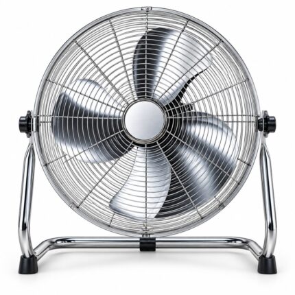 High Velocity Electric Floor Fan 12", 16" & 20" – Powerful Air Circulator with Adjustable Tilt, Heavy Duty Chrome-Plated Metal Stand & Strong Cooling Airflow – Silver